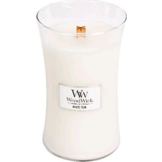 WoodWick White Teak illatgyertya fából készült kanóccal 609,5 g